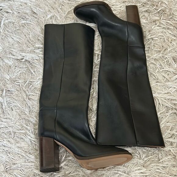 NWOB COS Leather Block Heel Knee-High Pull On Boots in Black SOLD OUT EU38/ US7 - Picture 8 of 16